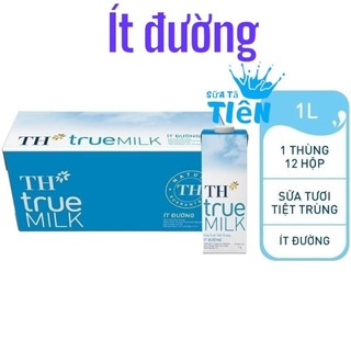 Thùng 12 hộp sữa tươi tiệt trùng ít đường TH true MILK hộp 1 lít