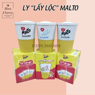 Ly malto 380ml, ly nhựa lúa mạch có nắp đậy, ly "lấy lộc" quà tặng sữa lof malto - hien cherry's shop