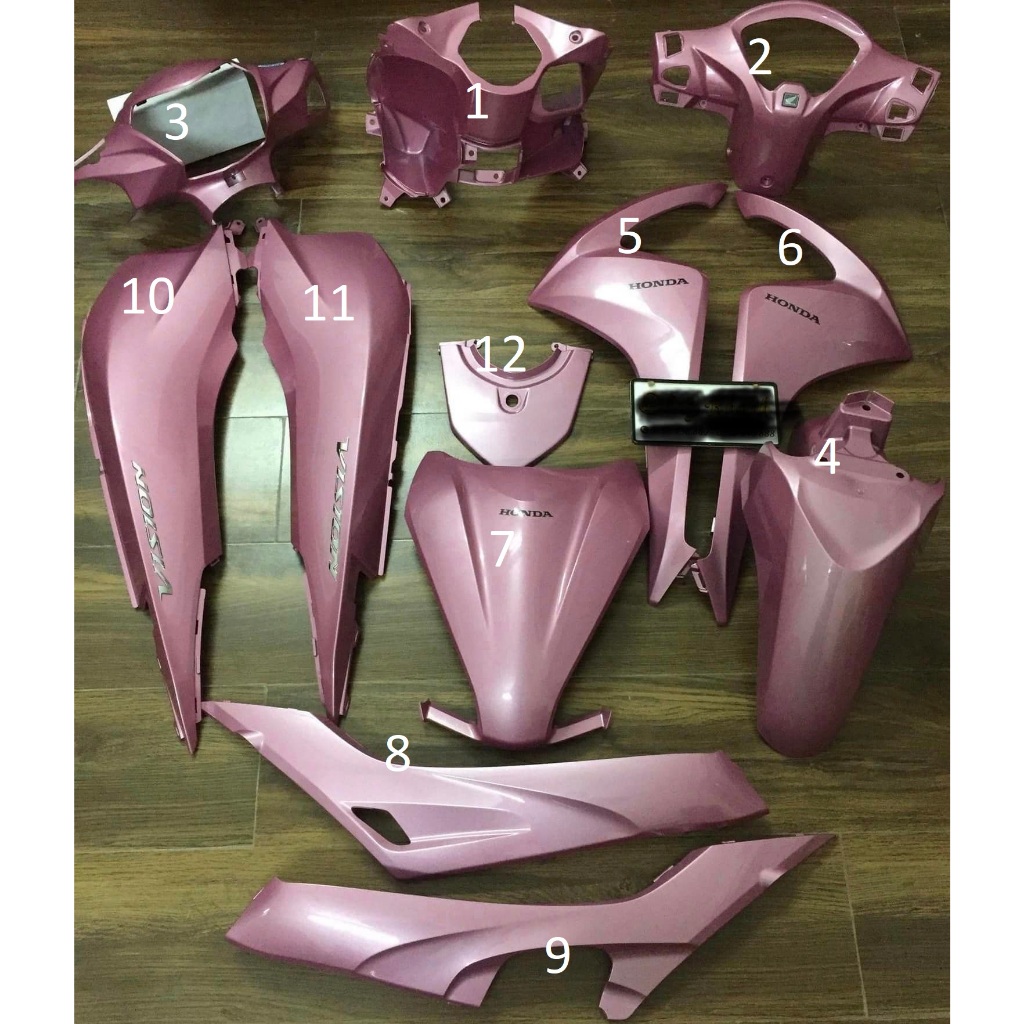 Bộ dàn áo xe Honda Vision màu hồng 2014 - 2020 chính hãng