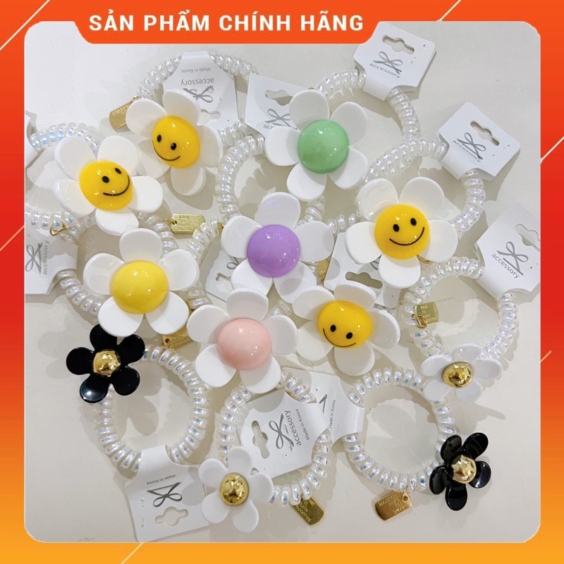 Cột Tóc Lò Xo Hoa Mặt Cười Siêu Cute Phong Cách Hàn Quốc