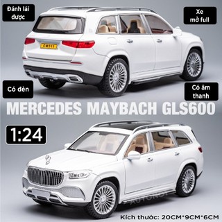 Mô hình xe kim loại Mercedes Maybach Gls600 mở tất cả cửa có đèn âm thành full kính 1:24 Chimei OT410