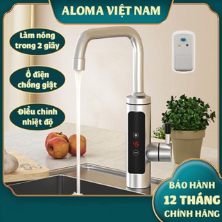 (New) Vòi nước nóng trực tiếp tại Vòi bằng Inox 304 kèm ổ chống giật Qwater IN-02 điều chỉnh nhiệt, Công suất 3000W