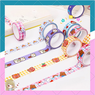 Cuộn băng keo dính washi tape hoạ tiết hoạt hình dễ thương