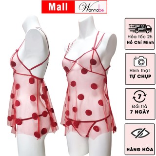 Đầm ngủ WANNABE DNC15 váy ngủ lưới trong suốt sexy tặng kèm quần đồng bộ khoe thân hình gợi cảm