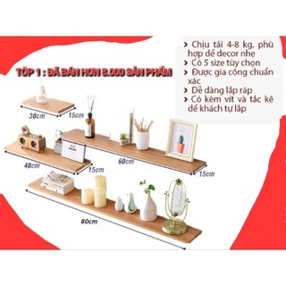 Kệ gỗ treo tường dấu vít kích thước tùy chọn + phụ kiện