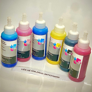 Mực gốc dầu Pigment uv dùng cho máy in Epson hệ 4 màu mực hoặc 6 màu loại 100ml/1 chai