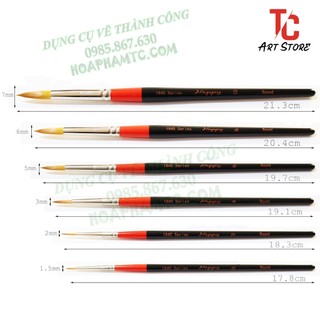 Cọ vẽ nét happy round đầu nhọn và đầu bằng