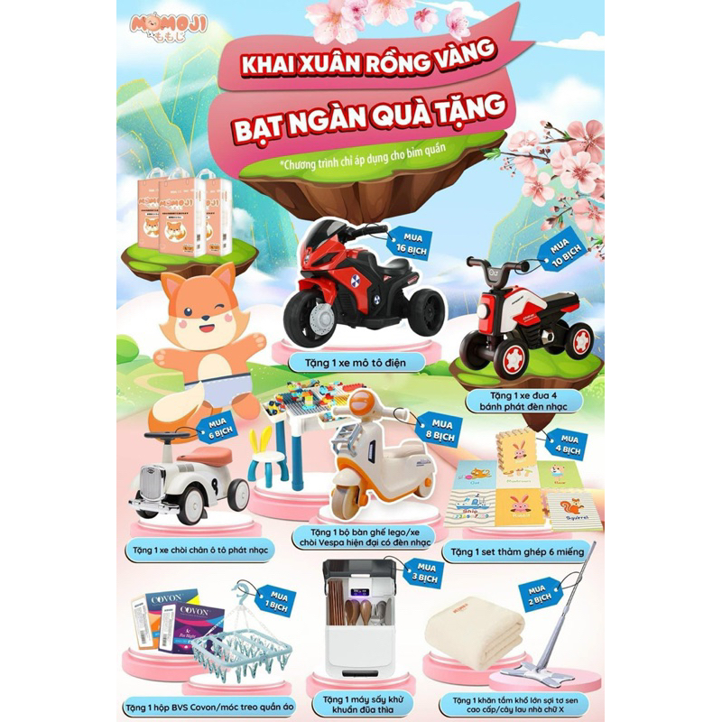 Combo 2 bịch bỉm momoji tặng chổi lau nhà