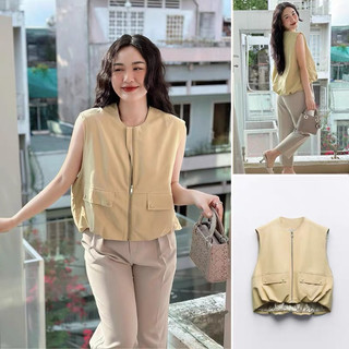 ÁO KHOÁC GILE MÀU BE CỔ TÀU ZARA XUẤT
