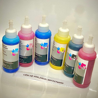 Bộ 6 chai mực dầu pigment uv loại 100ml cho máy in epson L805,L8050,L1800,L18050,T60,T50,1390,1430.v.v.