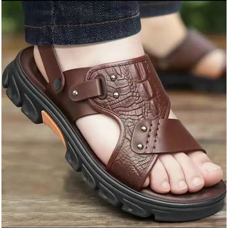 Sandal nam Dép quai hậu nam da Vân cá sấu siêu bền đẹp,đế chống trơn trượt