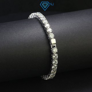 Vòng tay tennis nam đính full kim cương Moissanite 5ly kiểm định GRA, lắc tay bạc thời trang xi bạch kim LTAM0005 - TNJ