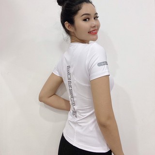 Áo thể thao nữ tập Gym, Yoga, Aerobic tay ngắn, chất thun co giãn 4 chiều, thấm hút mồ hôi tốt