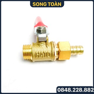 Van Hơi Đồng 13, Van Khóa Khí Nén Phi 1/4 (13) Tay Gạt Ren Trong Ren Ngoài - Kèm Đuôi Nối 8mm