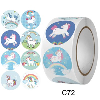 Cuộn 500 tem Sticker Hình Kỳ Lân Dễ Thương  - 2.5cm