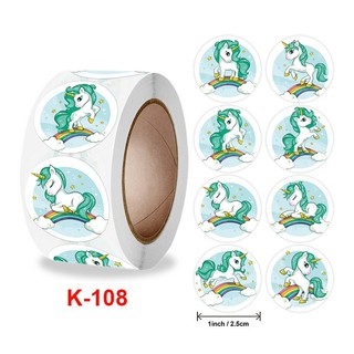 Cuộn 500 tem Sticker Hình Kỳ Lân Dễ Thương  - 2.5cm