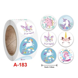 Cuộn 500 tem Sticker Hình Kỳ Lân Dễ Thương  - 2.5cm