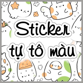 Sticker tự tô màu cắt bóc dán - Giấy decal đẹp bóc dán với nhiều hình đẹp - Kích thước A4