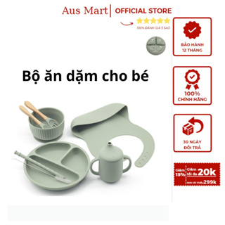 Bộ Ăn Dặm Cho Bé Silicon Có Đế Hít Chống Đổ An Toàn Khay Yếm Ăn Dặm Chất