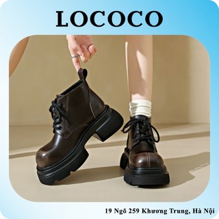 [Sẵn] Giày Bốt Martin Nữ Thời Trang 2023 LOCOCO Phong Cách Anh Quốc Da Cao Cấp