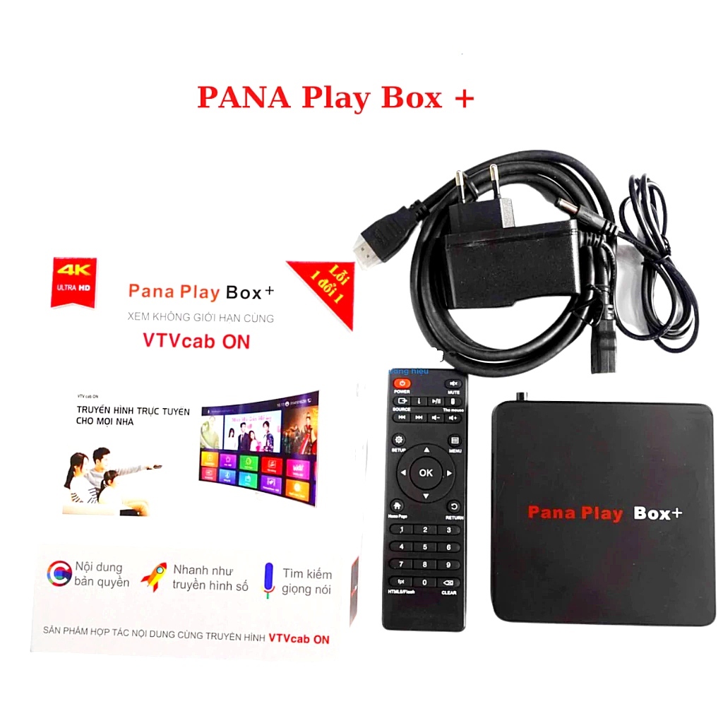 Đầu Androi Tivi Pana Play Box + 8K [Chính hãng] Pana box Play +, RAM 4G, hỗ trợ tìm kiếm giọng nói, bảo hành 12 tháng