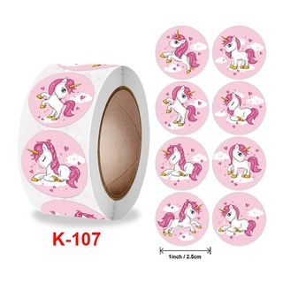 Cuộn 500 tem Sticker Hình Kỳ Lân Dễ Thương  - 2.5cm