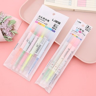 Set 3 bút, 6 bút dạ quang Highlight hai đầu 2 màu dễ thương