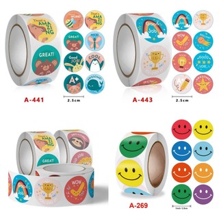 Cuộn 500 tem Sticker Khen thưởng Hình thú dễ thương cho bé - 2.5cm