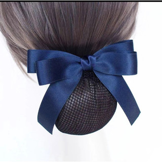 Kẹp tóc búi lưới handmade màu xanh mực dây nơ dài xinh K86-M2