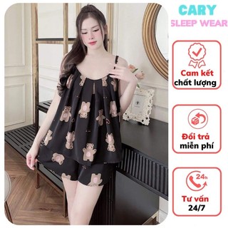 Set đồ ngủ áo 2 dây kèm quần đùi mặc nhà siêu xinh, bộ đồ ngủ nữ hai dây xếp ly dễ thương CARY