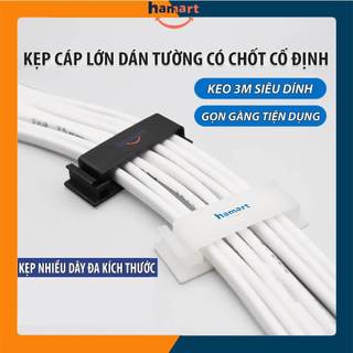 Kẹp Dây Điện Gắn Tường Bản Lớn Có Chốt Hamart Nẹp Cố Định Dây Cáp Keo 3M Siêu Dính Tiện Lợi
