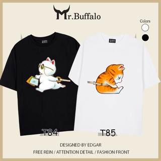 Áo đôi tay lỡ unisex Mèo dễ thương cho cặp đôi Mr.Buffalo