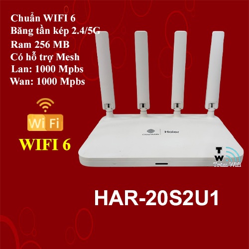 Bộ phát wifi Router wifi HAR-20S2U1,wifi 6,có mesh,ax1800,rom padavan tiếng việt,asus,4 râu,sóng mạn