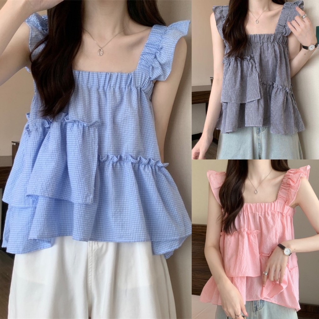 áo 2 dây babydoll quai nhún điệu đà bánh bèo áo hai dây cánh tiên bèo lệch tiểu thư phong cách hàn quốc A181 SUTANO