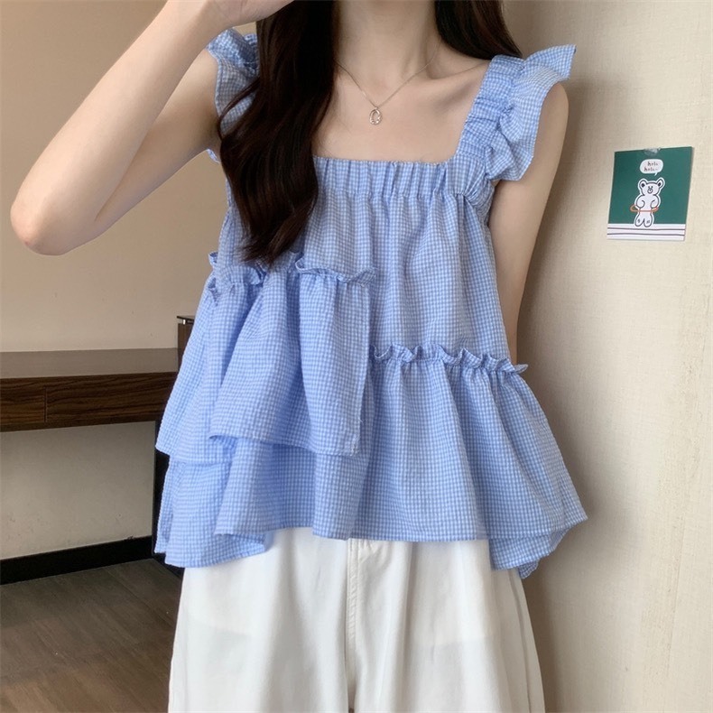 áo 2 dây babydoll quai nhún điệu đà bánh bèo áo hai dây cánh tiên bèo lệch tiểu thư phong cách hàn quốc A181 SUTANO | BigBuy360 - bigbuy360.vn