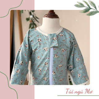 Túi ngủ Mơ_Túi ngủ cho bé vải cotton Hàn mềm mịn, co giãn 4 chiều, có đóng mở tay (Hoạ tiết bò sữa)
