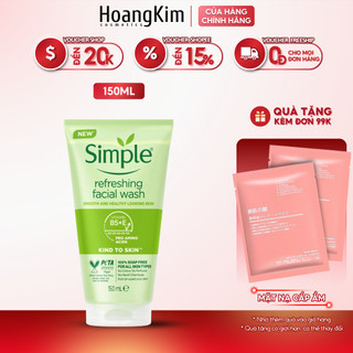 Sữa rửa mặt Simple Refreshing Facial Wash lành tính sạch thoáng - cho da nhạy cảm 150ml