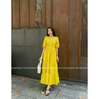 NEW COLORS - Đầm nhún ngực 3 tầng chất liệu kate silk cao cấp từ The Leaf Closet