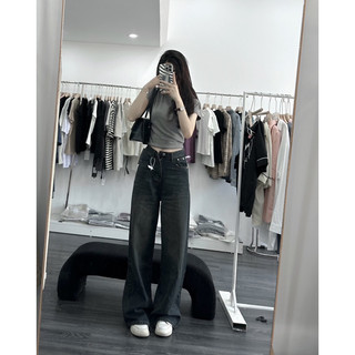 Quần bò đen xám suông dài 103cm