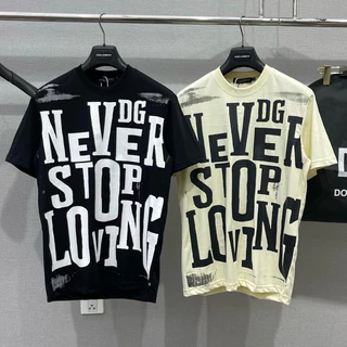 Áo phông nam nữ , Áo Premium Cotton in hoạ tiết chữ Dolce Never Stop Loving phối loang trái tim lưng cực hot trend 2024