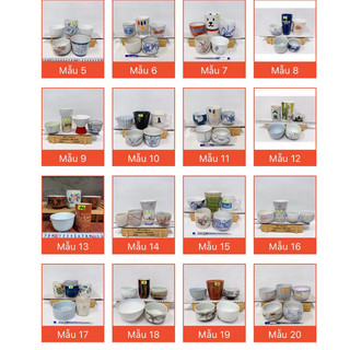 Set 5 ly sứ Nhật trồng cây, uống trà