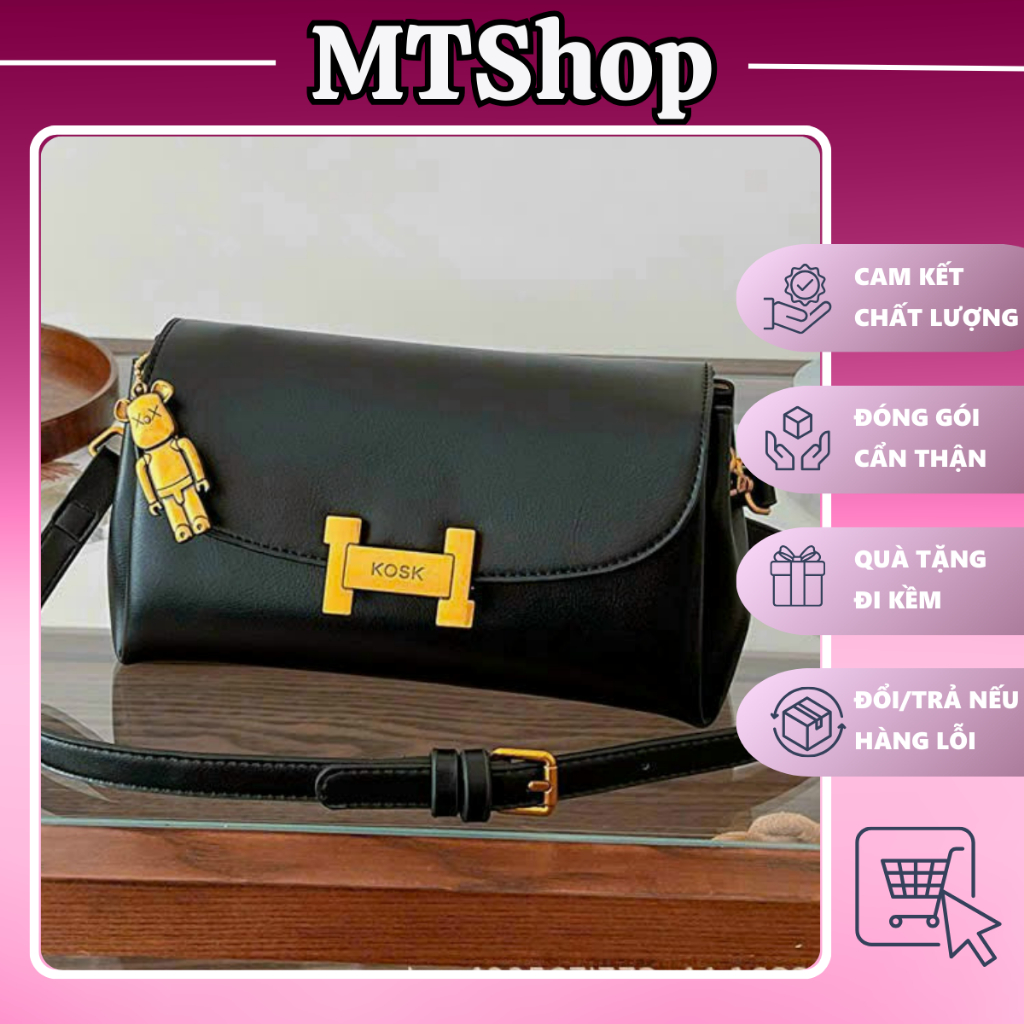 Túi nữ đeo chéo mới MTshop phong cách thời trang, túi đeo vai đeo chéo có 3 ngăn khóa chữ H phong cách Hàn Quốc