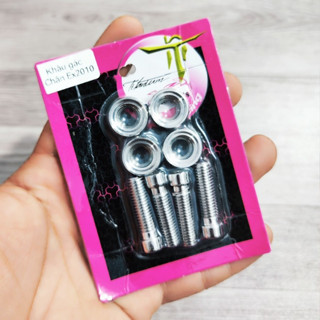 Bộ khâu kèm ốc gác chân Exciter 2010, Ex 135, Ex 150 chất liệu inox cnc ( 8 chi tiết )