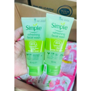 Sữa rửa mặt simple refreshing facial wash 50ml - dịu nhẹ cho da dầu mụn, nhạy cảm