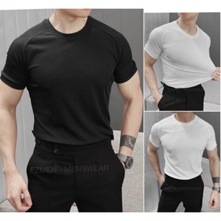  Áo thun nam cổ tròn tay ngắn chất vải cotton gân tăm ôm body thoáng mát dễ phối đồ AT01 