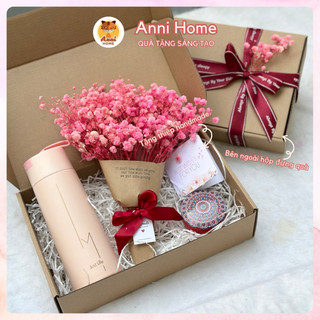 Set quà sinh nhật, quà tặng bạn gái với bình giữ nhiệt và hoa khô Anni Home