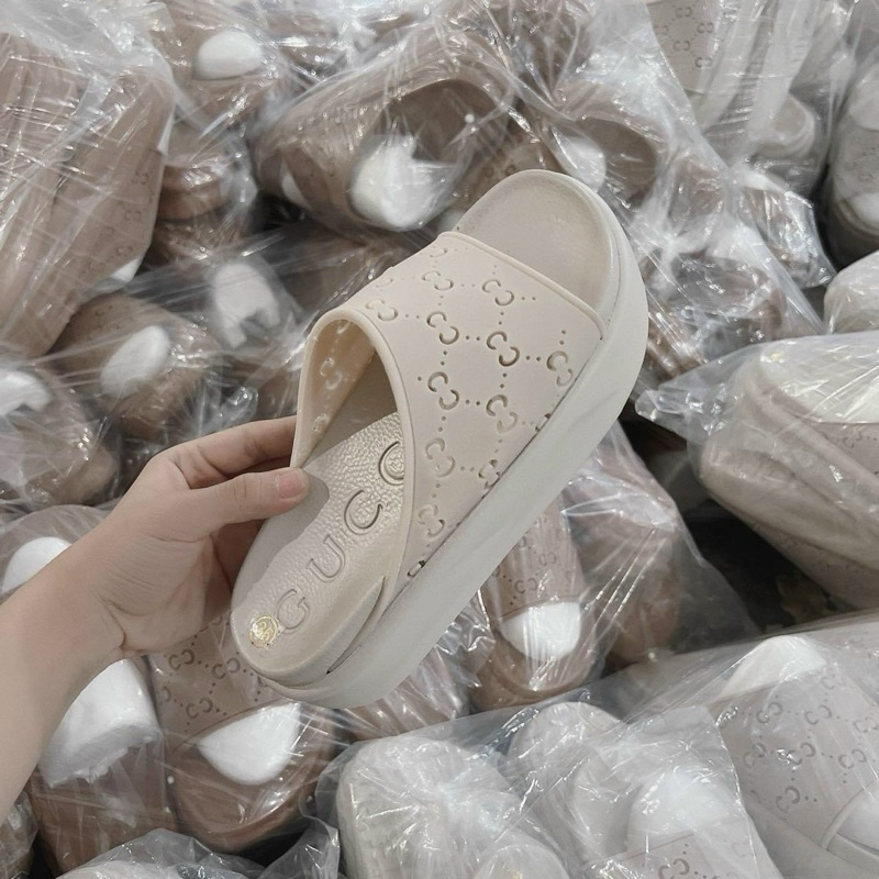 Dép Bánh Mì Quai Ngang Đế Bằng Cao 5cm Chống Nước