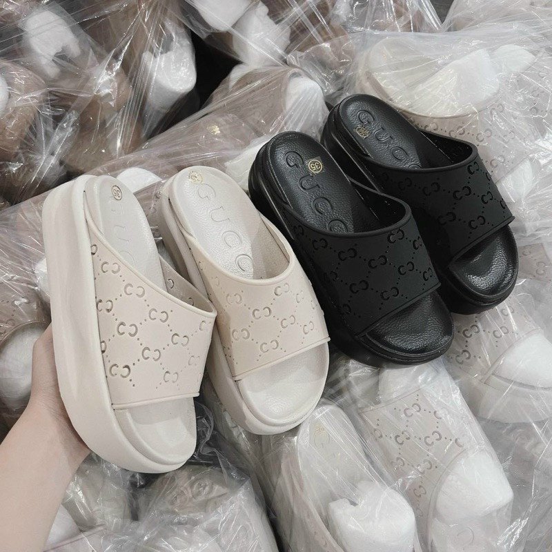 Dép Bánh Mì Quai Ngang Đế Bằng Cao 5cm Chống Nước