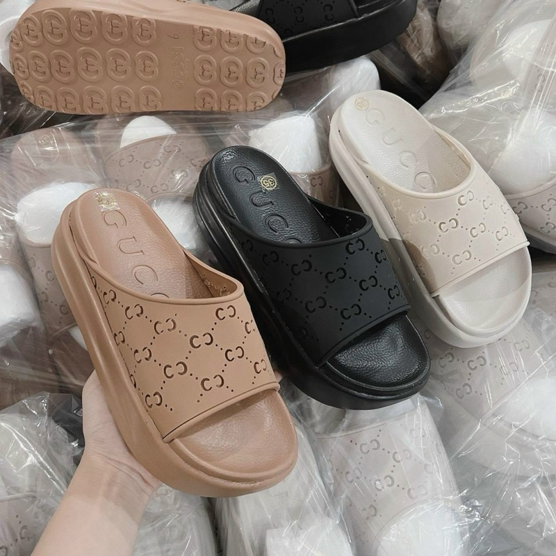 Dép Bánh Mì Quai Ngang Đế Bằng Cao 5cm Chống Nước