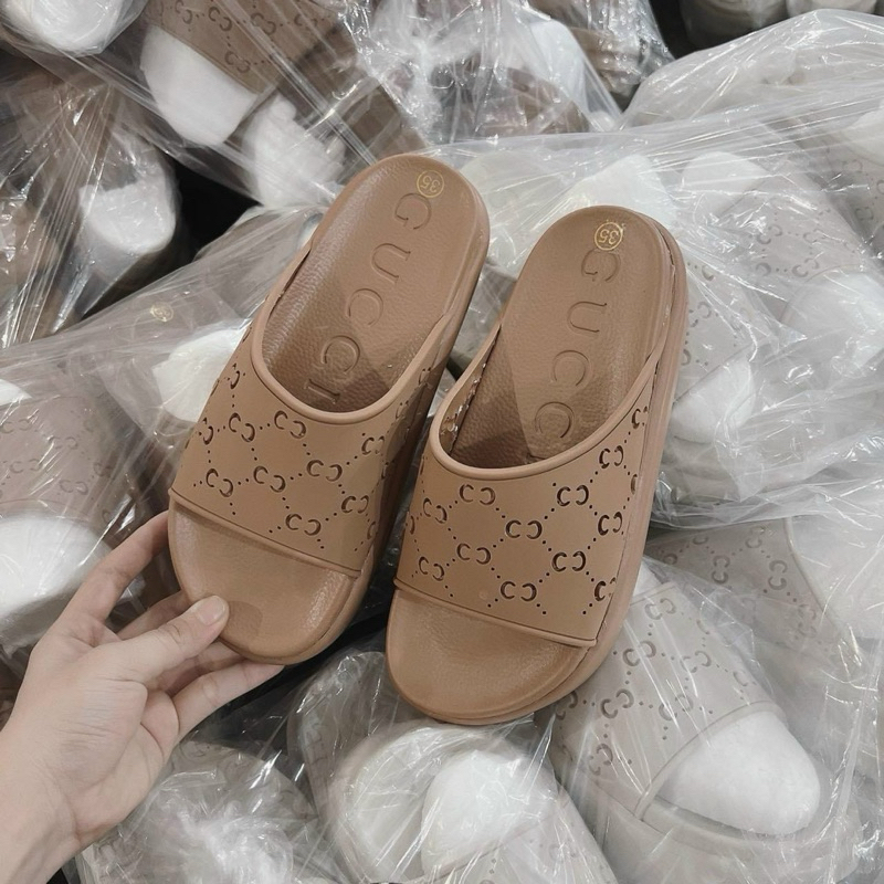 Dép Bánh Mì Quai Ngang Đế Bằng Cao 5cm Chống Nước